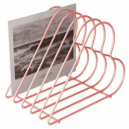 WXJLYZRCXK Bookcases Metal Desktop Bookshelf 5 Slot Rose Gold Magazine Holder File Sorter Desk Organizer Storage Shelf Rack for Home Office Decor