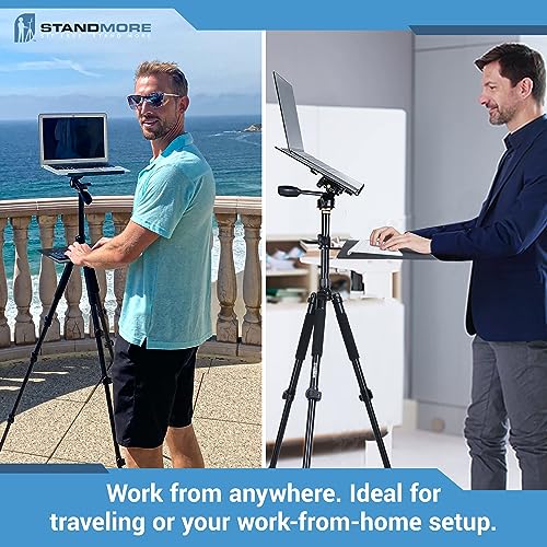StandMore Portable Standing Desk, Tripod Stand Up Desk, Mobile Standing Desk Adjustable Height, Sit Stand Desk for Small Spaces, Adjustable Lapto