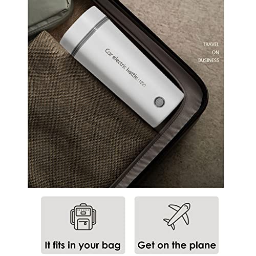 Travel Electric Cup 400ml 12V Car Kettle 80W Kettles Electric Fast Boil 98 degrees heating 304 Stainless Steel Liner One Key Opera Auto-Shut-Off