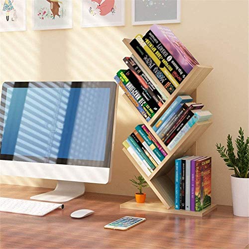 JJZXD 4-Tier Bookcase Tree Bookshelf Book Rack Display Storage Magazine Rack, for Books, Magazines, CDs and Photo, for Living Room, Home Office
