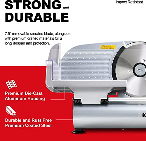 Kitchener Meat Deli Cheese Food Slicer 7.5" inch Professional Stainless Steel Blade Electric Heavy Duty Gear Driven 230V 150Watt 50Hz