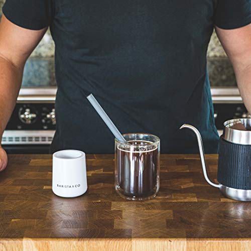 Barista & Co Brew It Stick Coffee & Tea Infuser - Plastic Reusable Coffee Strainer with Pot Holder - Light Grey Coffee and Tea Steeper with Nylon