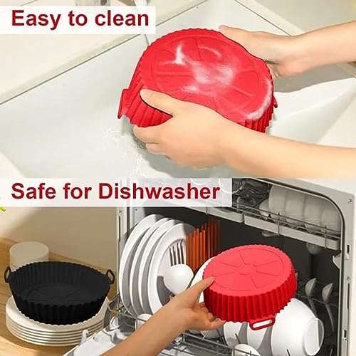 EasefulLife Air Fryer Liners Silicone - 2 Pcs Air Fryer Silicone Liners Reusable – 8” Round Silicone Air Fryer Liner - Airfryer Accessories for N