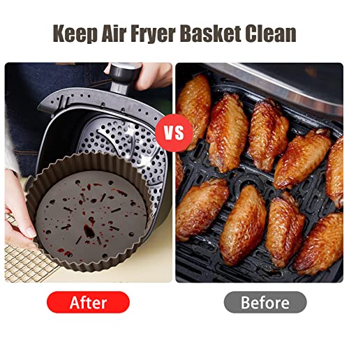 Echify Silicone Air Fryer Liner - 24cm | 9.5 Inch Reusable Air Fryer Liners with Oil Filter Mat 2Pcs Large Airfryer Liners Set Air Fryer Silicone