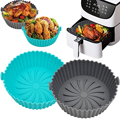 Air Fryer Silicone Pot, 2 PCS Reusable Air Fryer Silicone Basket, 6.3inch Air Fryer Accessories for Oven, Microwave Cake Baking Pans, Home Kitche