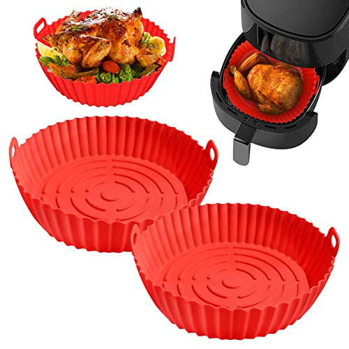 Silicone Pot Fits for Ninjas Dual Air Fryer, Air Fryer Accessories,2Pcs Replacement of Parchment Liner Paper, Basket (Black)