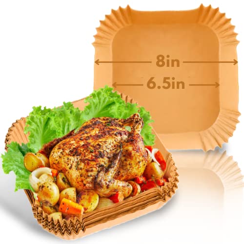 Air Fryer Liners Disposable, 75pcs Air Fryer Paper Liners 6.5" Parchment Paper for Air Fryer - Food Grade, Oil & Water Proof Fryer Accessories Su