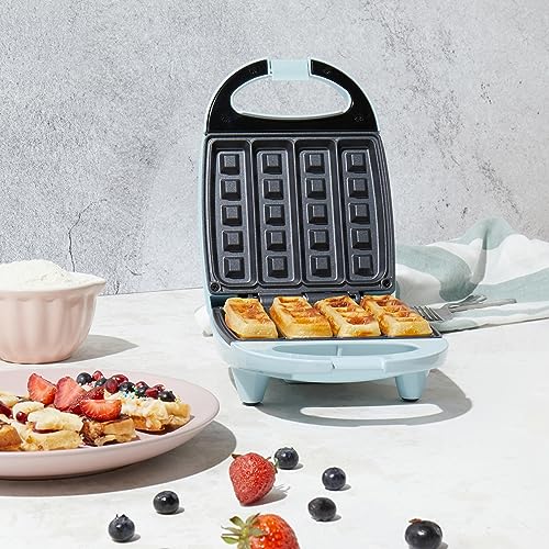 Giles & Posner EK5419NGSBL Stick Waffle Maker – Mini Belgian Waffle Maker with Non-Stick Plates for Easy Cleaning, Non-Slip Feet, 3 Min Preheat T