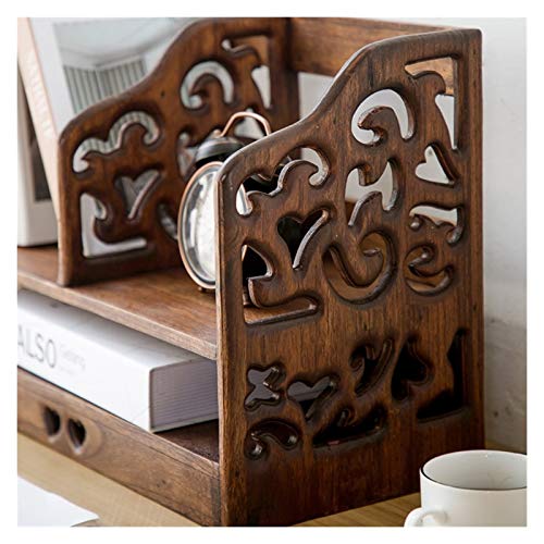 UpSoitech Storage Box Desktop Organizer Retro Carved Hollow Desktop Bookshelf Storage Shelve for Books CD Rack Book Rack Bookcase for Home Furnit