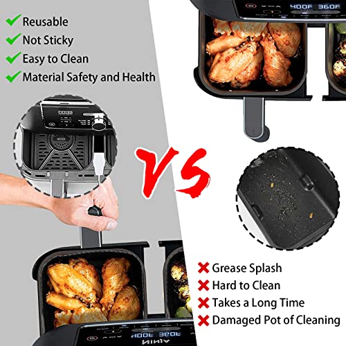 FOHYLOY Air Fryer Silicone Pot, 2 Pack Reusable Silicone Air Fryer Basket for Ninjas Dual Air Fryer, Silicone Pot Basket, Accessories for Air fry
