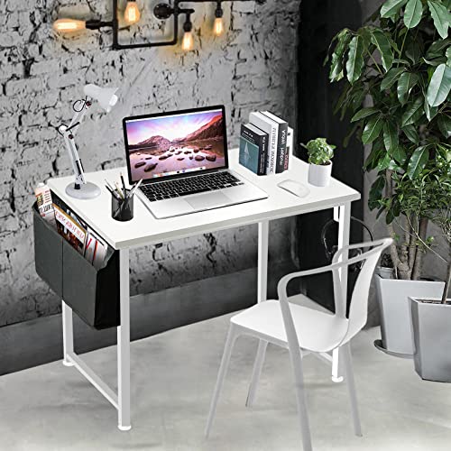 Lufeiya White Computer Desk - Small Student Kids Study Writing Table for Home Office Bedroom Small Spaces 32 Inch Modern Mini Laptop PC Desks,Whi