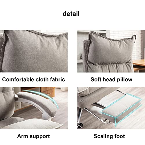 JHKZUDG High Back Office Chair with Armrest And Footrest, Gaming Recliner Chair, Executive Office Fabric Chair, Ergonomic PC Chairs,Adjustable An