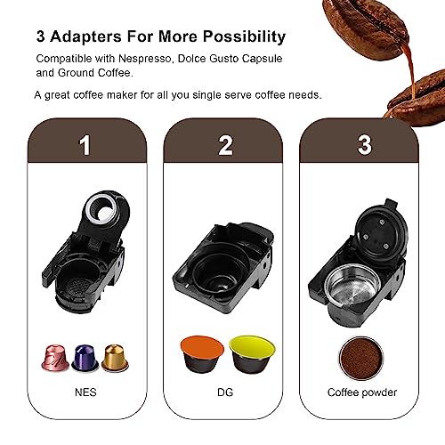 Biolomix Espresso Coffee Machine 3 in 1 19Bar 1450W Multiple Capsule Coffee Maker Fit Nes,DG and Coffee Powder