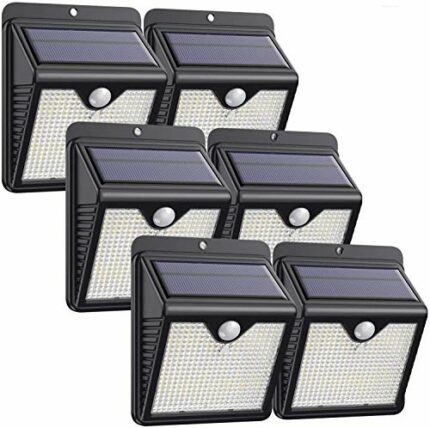 [6 Pack] 150 LED Solar Lights Outdoor iPosible Motion Sensor Security Lights Solar Powered Lights Waterproof 2000mAh Solar Wall Lights Outside fo