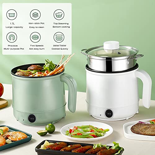 GHIBFBT Electric Hot Pot with Steamer, Non-Stick Multifunctional Electric Skillet for Stir Fry Stew Steam, Portable Mini Cooker for Soup Porridge