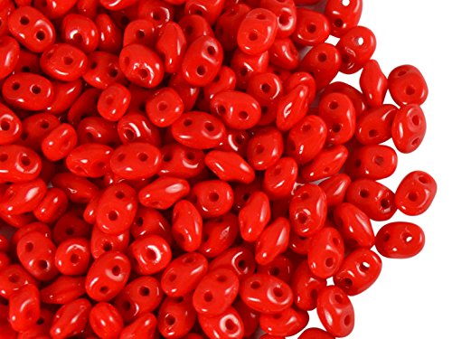 20 Grams (0,71 Ounces) am Czech Two-Hole Seed Beads SuperDuo 2.5x5mm Ruby