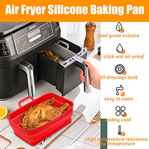 Air Fryer Silicone Liner 9.5L Compatible with Ninja Dual Air Fryer AF451UK & AF400UK, Tower Air Fryer T17088, 2 Pack Reusable Foldable Silicone P