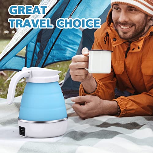 DUCHIFAD Travel Kettle, Foldable Mini Kettle for Travel, Camping Kettle Silicone Electric Water Boiler, Collapsible Kettle with Separable Power C