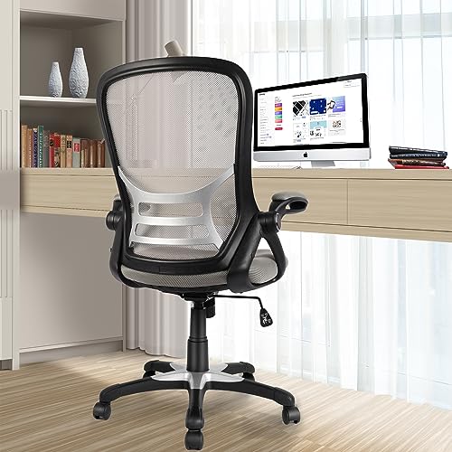 Office Chair Ergonomic Mesh Swivel Computer Task Desk Chair Comfortable, Flip-up Arms, Adjustable Height, Black