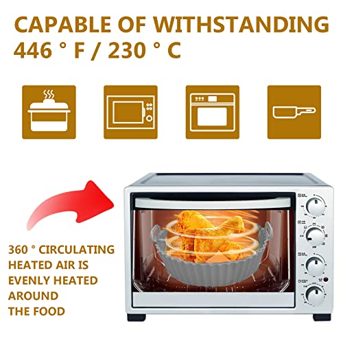 8 Inch Reusable Air Fryer Silicone Liners/ Tray for Home Kitchen, CNMTCCO Round Air Fryer Silicone Pot, Air Fryer Accessories/ Basket (Grey + Gre