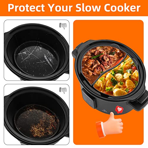 Essbhach Slow Cooker Divider Liners for Crockpot 6QT/6.5Litre, Silicone Insert, BPA Free, Dishwasher Safe, Slow Cooker Accessories Cooking Liner