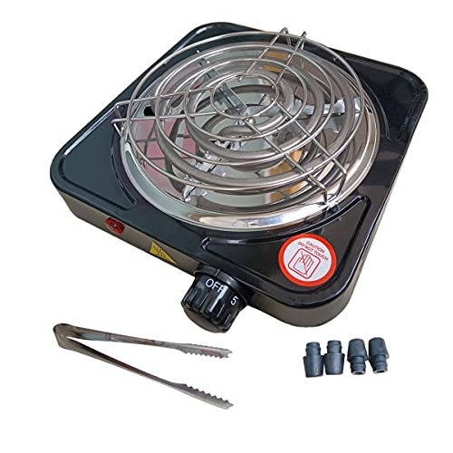 KitaBulb Electric Charcoal Burner 1000W Black Hot Plate for Coconut Coal Coffee/Tea/Milk- include Grid and Tongs