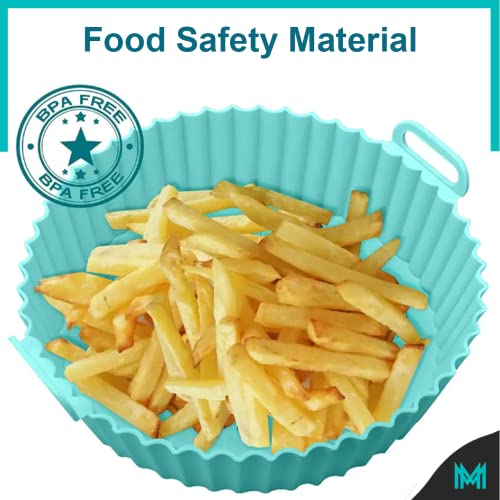 MIR & MAD® 2PCS Air Fryer Silicone Liner & 2 Cupcake Liners | 8 Inch Round Food Safe Non Stick Reusable Silicone Air Fryer Liner | Air Fryer Acce