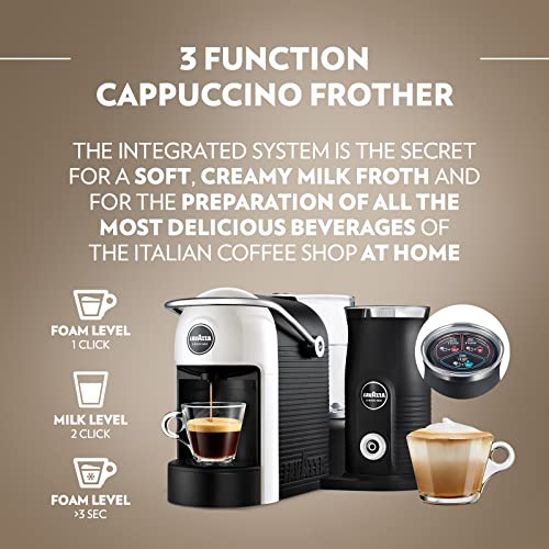 Lavazza, A Modo Mio Jolie & Milk Coffee Machine, Coffee Capsule Machine with Integrated Milk Frother and Removable Grid, Compatible with A Modo M