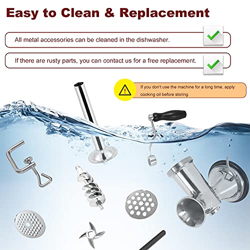 Hanchen Manual Meat Grinder Mincer Sausage Stuffer Machine 8s/12 All Stainless Steel Household Multi-Function Enema Sausage Stuffing Machine 8s