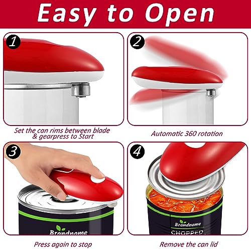Electric Can Opener Automatic Hand Free Tin Opener Electric Tin Opener with One Touch Switch No Sharp Edges Tin Opener for Kitchen Chef Arthritis