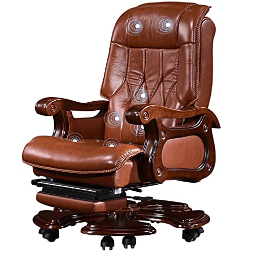 YT.JYUERI Relax Comfortably Safe Office Chairs, Managerial Chairs Home Office Desk Chairs Solid Wood Cowhide boss Chairs, Ergonomic Chairs, Execu