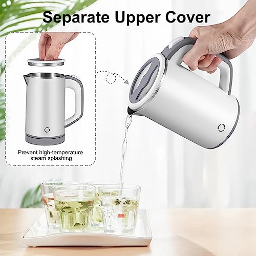 Electric Kettle, 800ML Travel Kettle Lightweight Small Kettle,5 Minutes Fast Boiling, Cordless Portable Kettle, Mini Camping Kettle,Stainless Ste