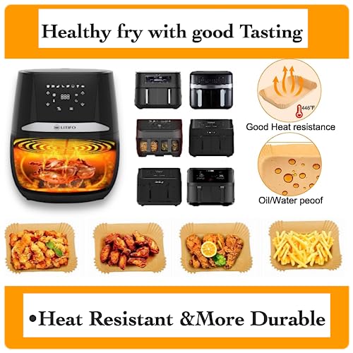 Ambrosia Designs 100pcs Air Fryer Liners Disposable for Ninja Dual Air Fryer, Air Fryer Accessories, Oil-Proof, Water-Proof, Food Grade Parchment