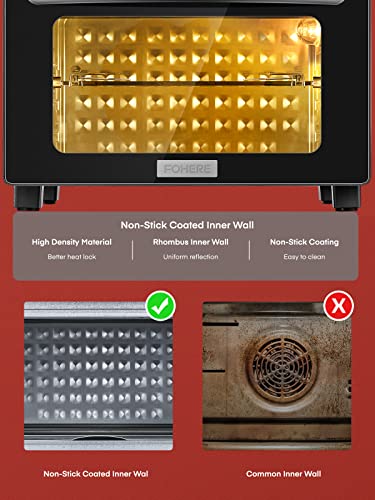 FOHERE Air Fryer Oven 23L Mini Oven, Multi-function Countertop Convection Oven with Rotisserie, Oil Free Cooking, Independent Temp Control for En