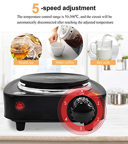 MXBAOHENG Portable Electric Stove 500W Coffee Heater Electric Moka Pot Base Coffee Stove Heat Plate Adjustable Temperature Cookware Adapter Elect