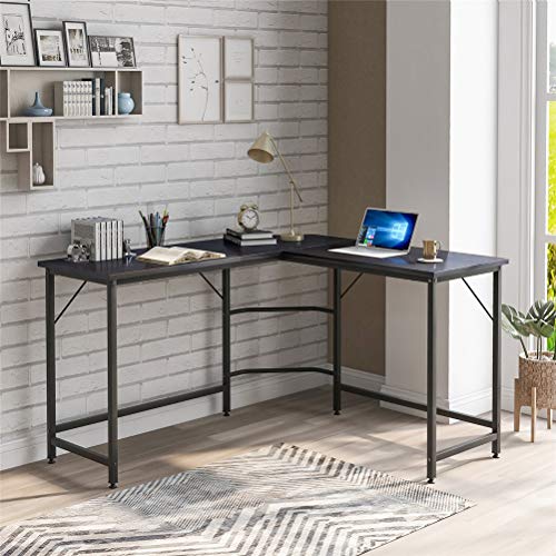 HDDFG Large L Shaped Office Computer Desk PC Gaming Study Laptop Corner Table Modern Black for Home Working Workstation Writing