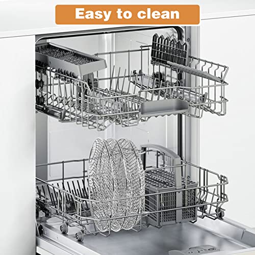 Air Fryer Rack Compatible with Ninja Air Fryer 8 inch 3 Layers Stackable Round Stainless Steel Air Fryer Basket Tray Multi-Purpose Air Fryer Acc