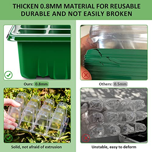 YAUNGEL Seed Trays, 10 Pack 120 Cells Propagator with Heightened Lids, Growing Thicken Seedling Starter Growing Trays with Adjustable Window for