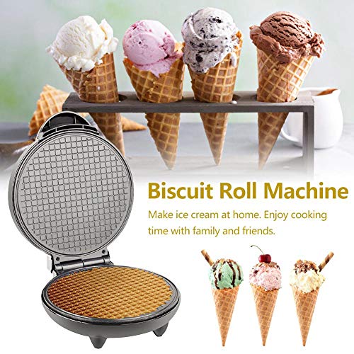 Electric Waffle Cone Maker Machine, Double Side Heating, Non-Stick Stainless Steel Mould, Biscuit Ice Cream Egg Rolls Dessert Baking Pan Kitchen