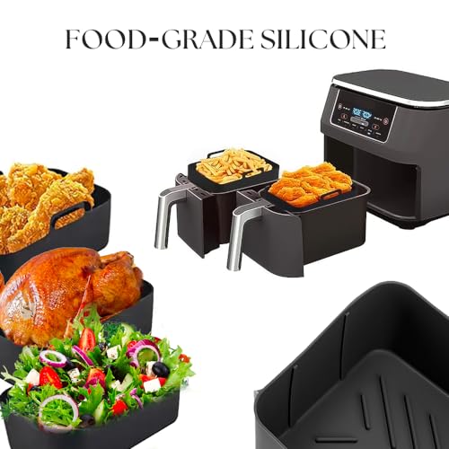 Get The Trend Silicone Air Fryer Liner - 2PCS Airfryer Liners for Ninja Dual Air Fryer, Ninja Air Fryer Accessories, Air Fryer Silicone Liner Air