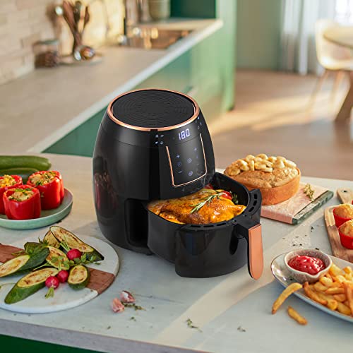 INMOZATA Air Fryer 5.5L, Oil Free Air Fryers with Non-stick Removable Basket, One-Touch Digital Screen, 360° Rapid Air Circulation, 8Presets, 0-3