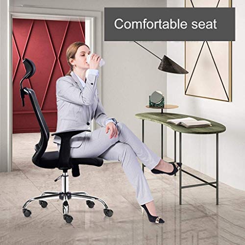 n/a Ergonomic Office Chair with Adjustable Headrest, Armrest and Lumbar Support - High Back Mesh Office Chair with Thick Seat Cushion - Reclining