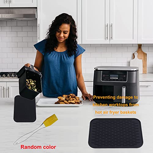 Heat Resistant Mat Compatible with Ninja AF300UK DZ201 Dual Air Fryer Gekufa Silicone Air Fryer Heat Mat Air Fryer Accessories with Oil Brush