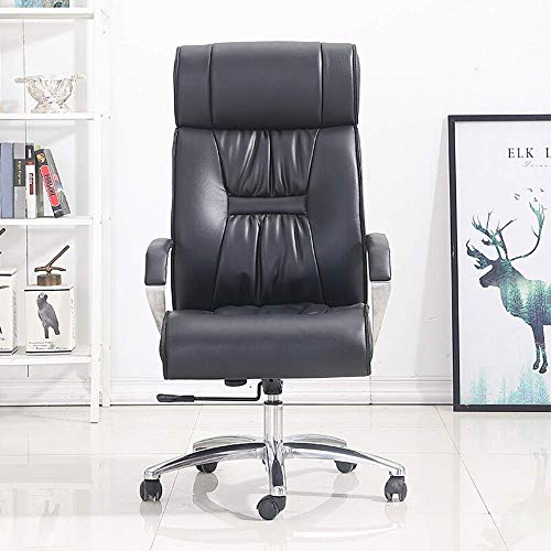 Mu Swivel Office Chair Soft Padded Desk Task Computer Chair Home Office Furniture High Back Office Chair Leather Executive(Color : Black, Size :