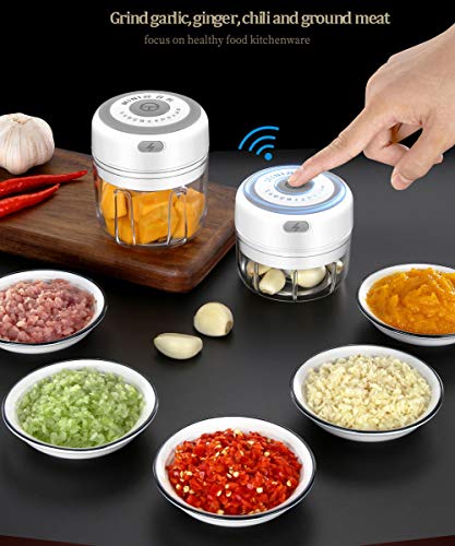 Electric Mini Garlic Chopper, Seasoning and Spice Chopper, Portable Ice Crusher Food Processor, Used for Chilli Pepper Vegetable Nut Meat