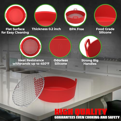 DoubleUCooking-Air Fryer Liner- Air Fryer Silicone Liners- reusable silicone air fryer liners- Airfryer Liners- Silicone Air Fryer Liners- Silico