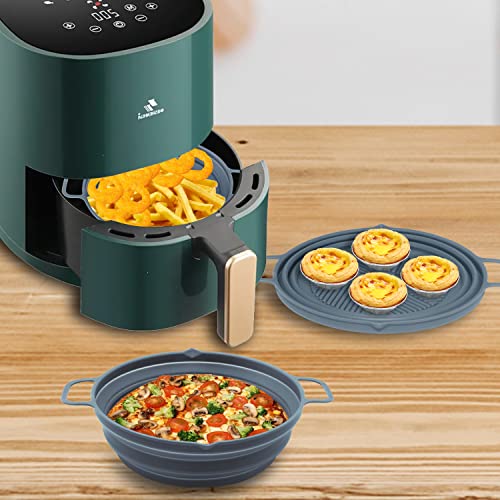 Air Fryer Silicone Liner, 2Pack / 7.5inch Reusable Air Fryer Silicone Pot, Non Stick Air Fryer Liners, Air Fryer Accessories, Round Baking Tray F