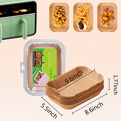 Air Fryer Liners for Ninja Air Fryer Dual-100pcs Disposable Ninja Dual Foodi Air Fryer Accessories Rectangle Paper Liners Baking Dual Air Fryer P