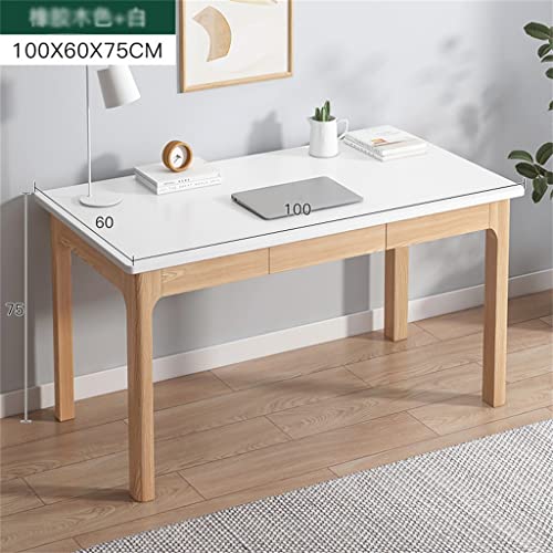 MJWDP Solid Wood Desk Home Desktop Computer Desk Small Apartment Writing Desk Bedroom Study Table Without Chair (Color : D, Size : 100cm)