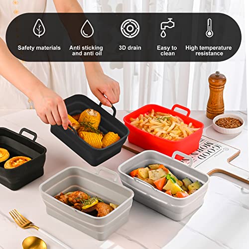 FOHYLOY Foldable Air Fryer Silicone Pot, 2Pcs Reusable Air Fryer Silicone Pot for Ninja Dual Air Fryer, Air Fryer Silicone Liner, Accessories for
